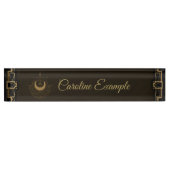 Porte-nom Pour Bureau Harmonie des éléments : lune, or et géométrie. (Devant)