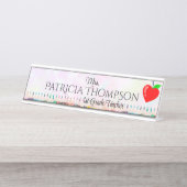 Porte-nom Pour Bureau Heart Apple Crayon Enseignant enseignant (Devant)