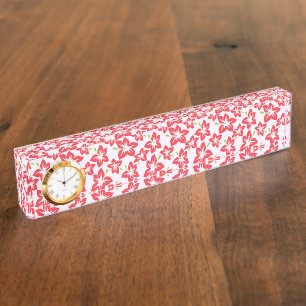 Porte-nom Pour Bureau Hibiscus Rouge, Fleurs Rouges, Motif De Fleurs