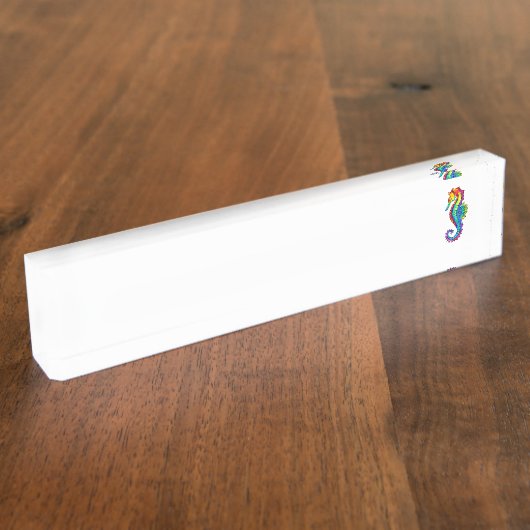 Porte-nom Pour Bureau Hippocampe polygonal arc-en-ciel (Taille)