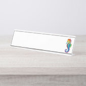Porte-nom Pour Bureau Hippocampe polygonal arc-en-ciel (Devant)