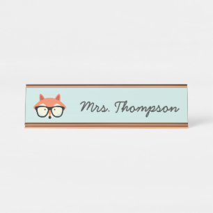 Porte-nom Pour Bureau Hipster Red Fox