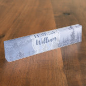 Porte-nom Pour Bureau Hiver merveilleux brouillard épinette forêt neige (Taille)