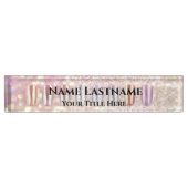Porte-nom Pour Bureau Holographe Rose de la Parties scintillant Blush (Devant)