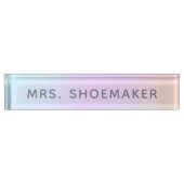 Porte-nom Pour Bureau Holographie personnalisée de Rainbow Pastel (Devant)