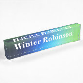 Porte-nom Pour Bureau Holographique moderne bleu vert turquoise
