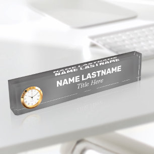 Porte-nom Pour Bureau Horloge moderne minimaliste Gris Simple Personnali