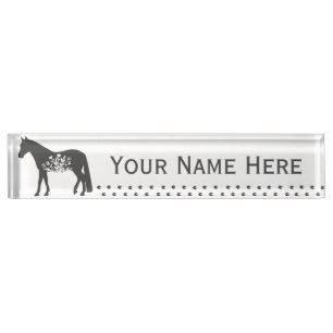 Porte-nom Pour Bureau Horse floral itinérant - Carte de bureau personnal