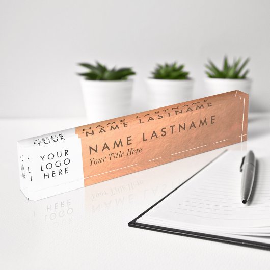 Porte-nom Pour Bureau Huile de cuivre Faux Logo Personnalisée