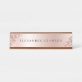 Porte-nom Pour Bureau Huile d'or rose | Blush Pink Foil Moderne (Devant)