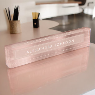 Porte-nom Pour Bureau Huile d'or rose   Blush Pink Foil Moderne
