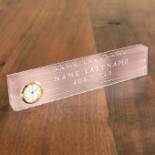 Porte-nom Pour Bureau Huile d'or rose | Blush Pink Professionnel Moderne (Taille)