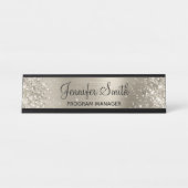 Porte-nom Pour Bureau Huile Platine Faux Glittery (Devant)