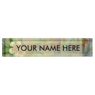 Porte-nom Pour Bureau Hula Vintage Floral Graphisme Floral Hawaii