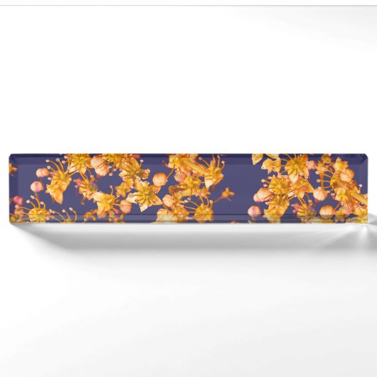 Porte-nom Pour Bureau hydrangée orange et marine (Devant)