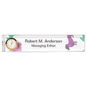 Porte-nom Pour Bureau Il pleut des teckels (Devant)