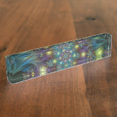 Porte-nom Pour Bureau Illuminé Abstrait brillant Turquoise violet Fracta (Taille)