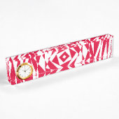 Porte-nom Pour Bureau Illusion abstraite rouge blanc