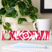 Porte-nom Pour Bureau Illusion abstraite rouge blanc