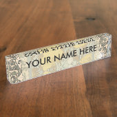 Porte-nom Pour Bureau illustration d'art pavot fleur jaune (Taille)