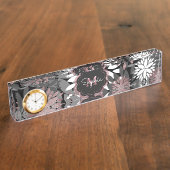 Porte-nom Pour Bureau Illustration de jolies fleurs géométriques d'or Ro (Taille)