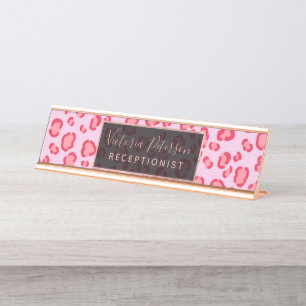 Porte-nom Pour Bureau Illustration rouge-rose moderne de motif de taches
