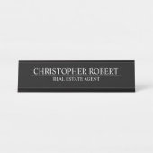 Porte-nom Pour Bureau Immobilier noir classique (Devant)