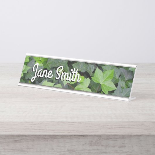 Porte-nom Pour Bureau Impression botanique verte Ivy (Devant)