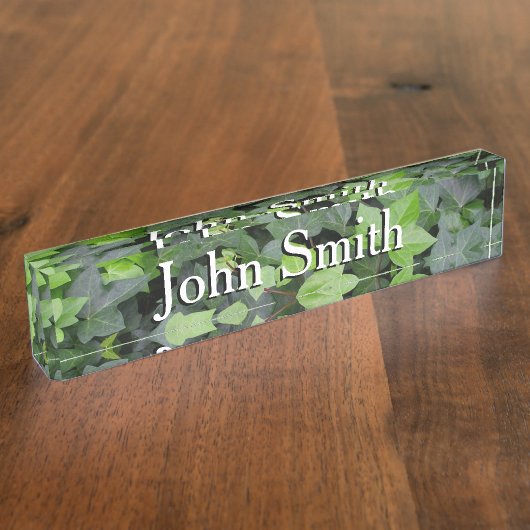 Porte-nom Pour Bureau Impression botanique verte Ivy (Taille)
