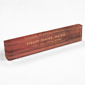 Porte-nom Pour Bureau Impression en bois d'acajou