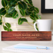Porte-nom Pour Bureau Impression en bois d'acajou