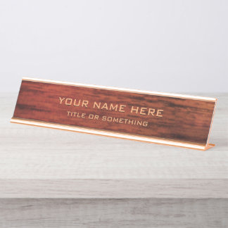 Porte-nom Pour Bureau Impression en bois d'acajou