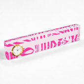 Porte-nom Pour Bureau Impression zèbre rose