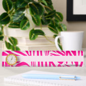 Porte-nom Pour Bureau Impression zèbre rose