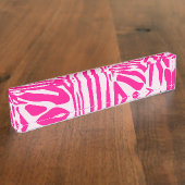 Porte-nom Pour Bureau Impression zèbre rose (Taille)