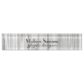 Porte-nom Pour Bureau imprimé en bambou gris cool avec texte (Devant)