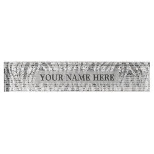 Porte-nom Pour Bureau Imprimé Zèbre Gris Argent Blanc Glam Personnalisé