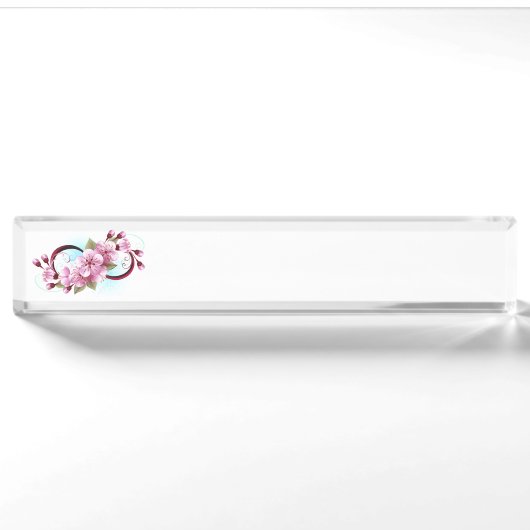 Porte-nom Pour Bureau Infinité avec les fleurs Sakura (Devant)