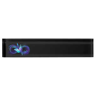 Porte-nom Pour Bureau Infinité brillante avec papillon magique