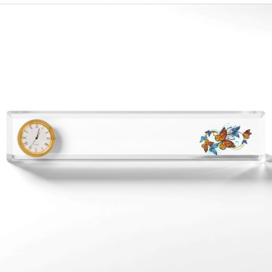 Porte-nom Pour Bureau Infinité de papillons monarques (Devant)