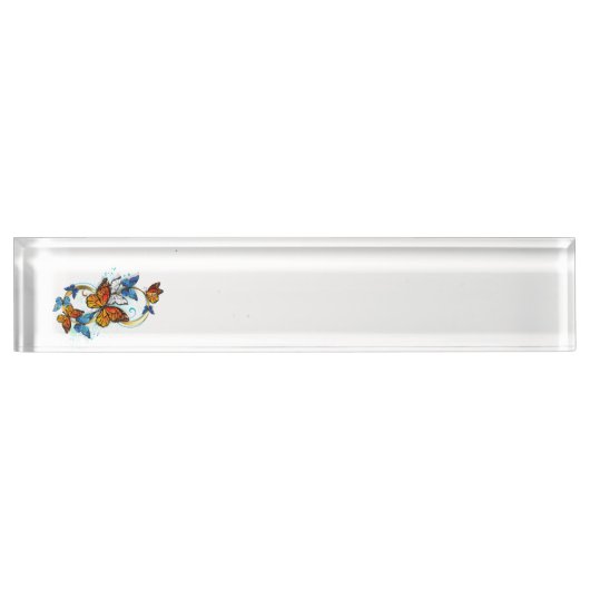 Porte-nom Pour Bureau Infinité de papillons monarques (Devant)