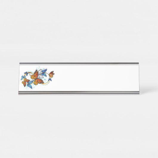 Porte-nom Pour Bureau Infinité de papillons monarques (Devant)