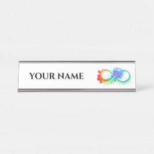 Porte-nom Pour Bureau Infinity avec Rainbow Jellyfish