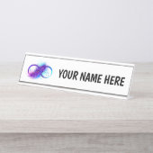 Porte-nom Pour Bureau Infinity with purple feather (Devant)