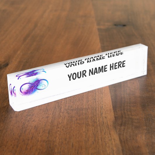 Porte-nom Pour Bureau Infinity with purple feather (Taille)