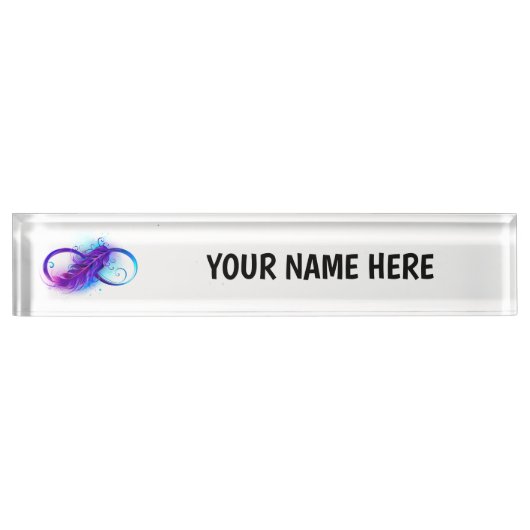 Porte-nom Pour Bureau Infinity with purple feather (Devant)