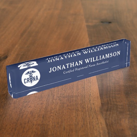 Porte-nom Pour Bureau Infirmière anesthésiste certifiée CRNA personnalis (Taille)