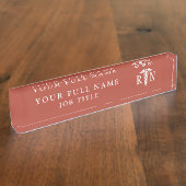 Porte-nom Pour Bureau Infirmière autorisée Caduceus Médicale Terracotta (Taille)