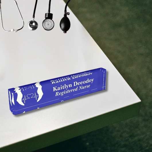 Porte-nom Pour Bureau Infirmière diplômée ID Bleue