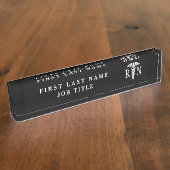 Porte-nom Pour Bureau Infirmière Médicale Caduceus Noir Blanc  (Taille)